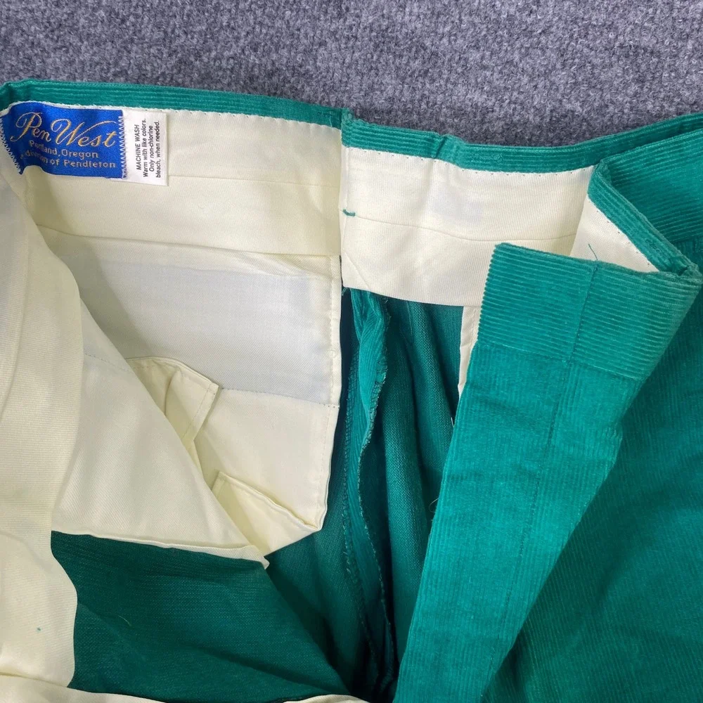 Vintage Pen West Pendleton Green Corduroy Pants Straight Leg Trousers Emerald
